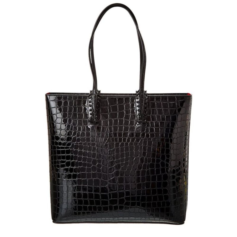 Christian Louboutin Cabata Alligator-Embossed Patent Tote, Black - Picture 2 of 4